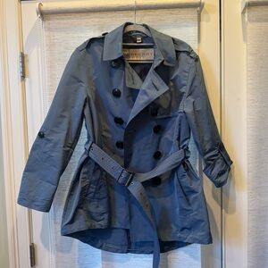 Burberry Brit Blue Short Double-Breasted Trench Coat with Belt